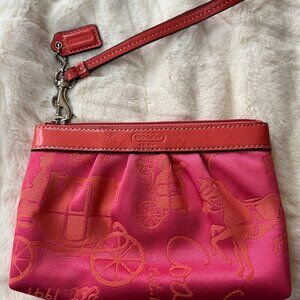 Coach pleated Pink and Orange Wristlet